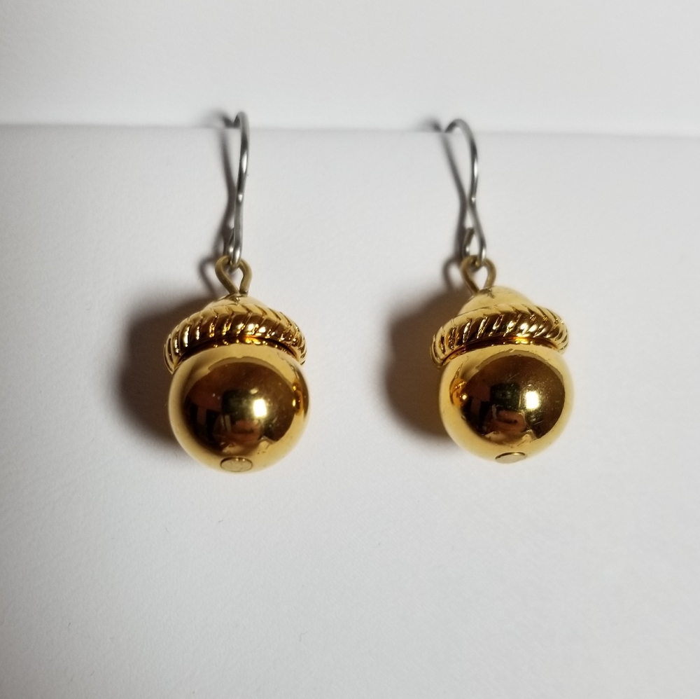 Gold Tone Acorn Earings
